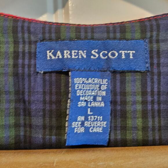 Vintage Karen Scott Christmas Vest Women Large Red Plants Y2K Preppy Granny Bows - Picture 8 of 10
